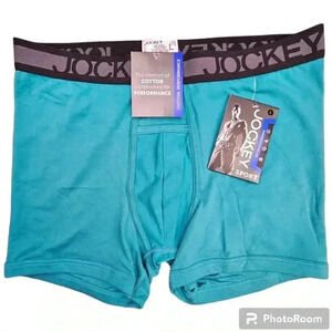 Jockey Sport Cotton Performance Boxer Briefs Keyhole Teal #8060 Size L or XL